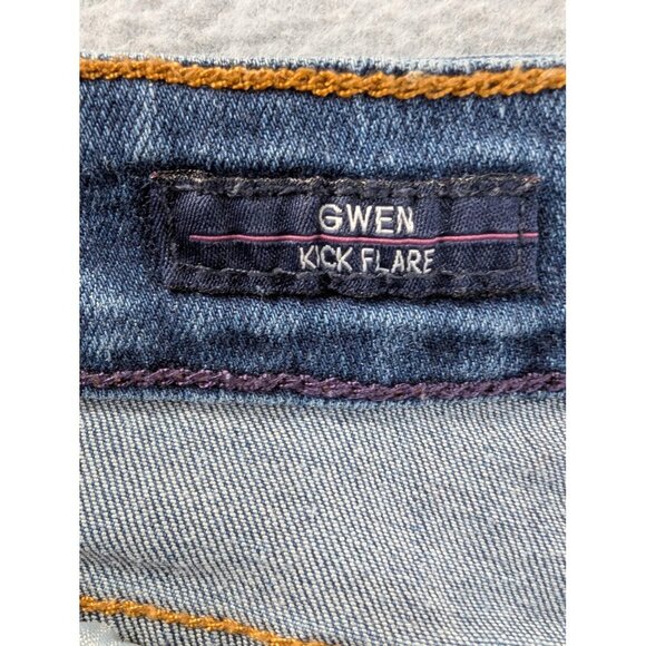 Vigoss Gwen Kick Flare Jeans Womens 27x26 Blue High Rise Raw Hem Distressed - Picture 14 of 16